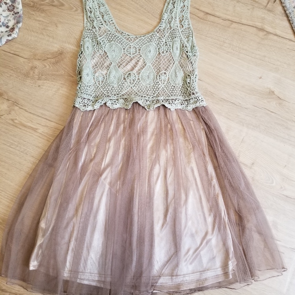 Crochet tulle skirt boho dress lace